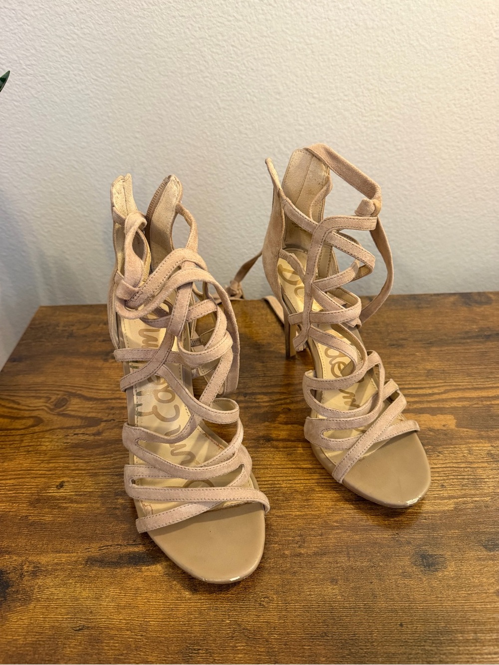 Sam Edelman Blush Strappy Lace-Up High Heel Sandals